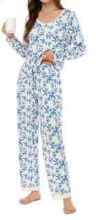 LUBOT Bamboo Viscose Pajamas Women Sets Pjs Soft Breathable 2 Piece Pjs V Neck Long…