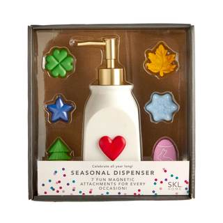 SKL Home Seasonal Soap/Lotion Dispenser Gift Set with 7 Interchangeable Magnetic Holiday…