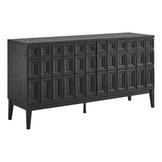 Modway Samos 62 Inch Retro Modern Sideboard with Storage in Black - Geometric Door Design…