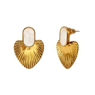 CelebWonde 24K Gold-Plated Heart Drop Earrings, Vintage Oval Enamel Statement…