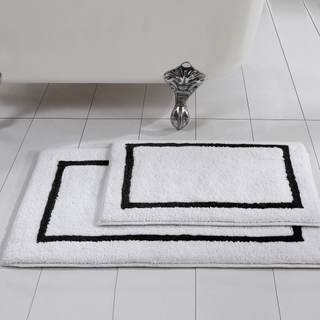 Amrapur Overseas 2-Pack Reversible Contrast Stripe Bath Mat Set (17-inch by 24-inch &…