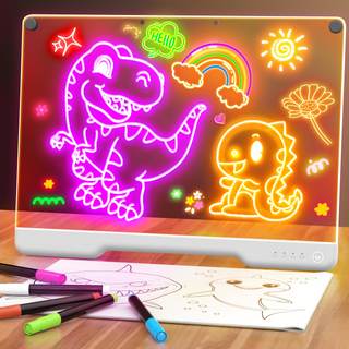 Geokay 16" Rechargeable LED Drawing Board, 9-Color Light Modes, Neon Art Dry Erase Light…