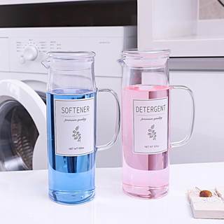 Glass Laundry Detergent Dispenser with Labels & Handles, 2 Pack | 50 oz Glass Containers…