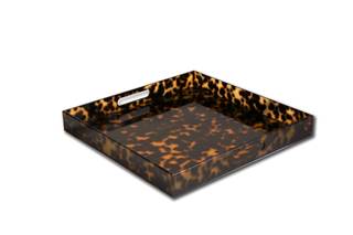 Beatriz Ball VIDA Acrylic Tortoise Large Square Tray with Handles