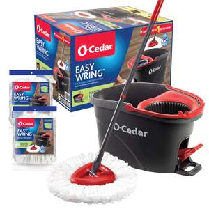 O-Cedar EasyWring Microfiber Spin Mop & Bucket Floor Cleaning System + 2 Extra Refills…