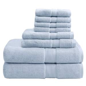 Madison Park 800GSM 100% Cotton Bathroom Bath Towel Set of 8, Light Blue | Long Staple…
