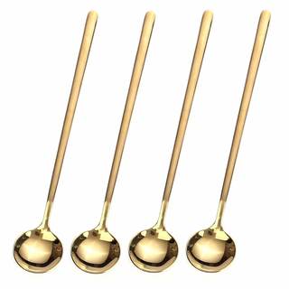 4 PCS 6.7 Inches Coffee Spoons, Stirring Spoons, Tea Spoons Long Handle, Teaspoons, Gold…