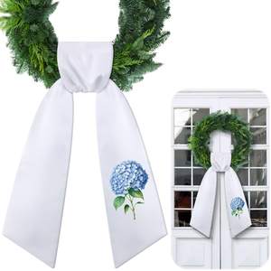 VitalCozy Spring Hydrangea Wreath Sash for Front Door Wreath Satin Sash for Embroidery…