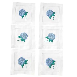 HCRAFT Embroidered Cocktail Napkins, Hydrangea Cloth Napkin Coasters 6x6 in | Set of 6…
