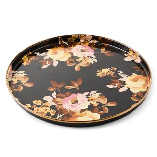 MACKENZIE-CHILDS Enamel Round Tray, Wild Rose Brown | Hand-applied design, made from…