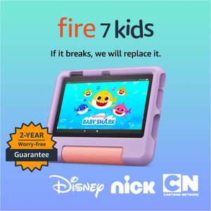 Amazon Fire 7 Kids tablet (newest model) ages 3-7. Top-selling 7" kids tablet on Amazon…