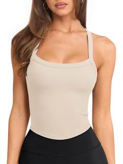 LASLULU Tank Tops for Women Scoop Neck Seamless Athletic Workout Yoga Tops Cute Cami…