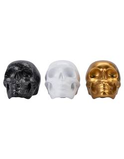 Becki Owens Skull Decor for Home - Set of 3 Color Black, White and Gold Resin Mini Skulls…
