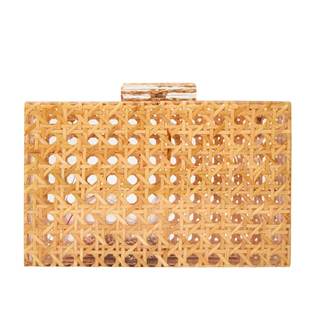 RomanticDesign Women Acrylic Handbag Rattan Woven Pattern Square Box Crossbody Handbag…