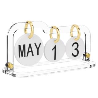 Acrylic Perpetual Desk Calendar 2023-2024 Standing Flip, Vintage Desktop Flip Calendar…