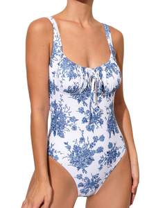BERLOOK Womens One Piece Swimsuits Floral Push Up Bathing Suit Sexy Tie Slimming…