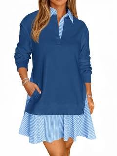 Wenrine Womens Oversized Sweatshirt Dress Casual Long Sleeve Mini Dresses | Collared V…