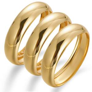 Chunky Gold Bangle Bracelets for Women, Dainty 14k Gold Plated Big Stackable Bangles Set…