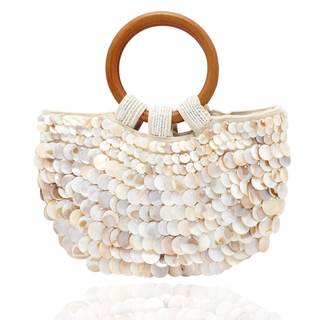 Miuco Shell Purse For Women Handmade Seashell Beaded Clutch Beach Wooden | Top Handle Bag…