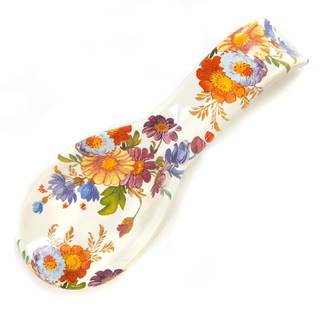 MACKENZIE-CHILDS Enamel Spoon Rest, White Flower Market | Hand-applied design, made from…