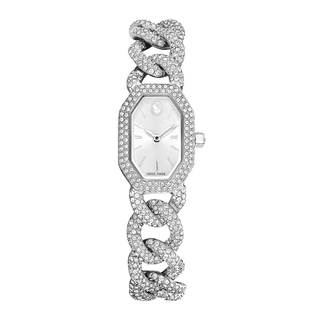 Dextera Chain & Crystal Watch, Interlocking Stainless Steel with Pave Crystal Bracelet…