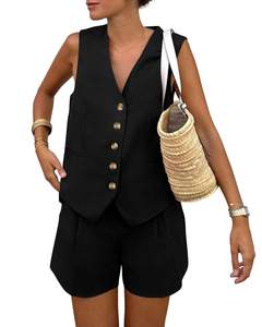PRETTYGARDEN Women's Summer Two Piece Outfits Sets | Sleeveless V Neck,Vest Tops,Button…