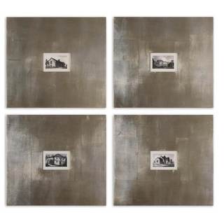 Uttermost 41295 Historical Buildings - 21.125" Vintage Wall Art (Set of 4), Champagne…