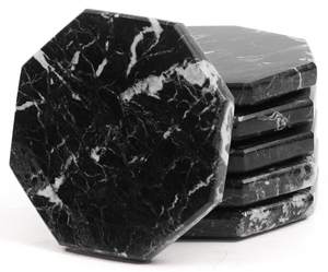 Radicaln Star Marble Stone Coasters Set of 6 - Black Drink Coasters | Felt-Backed Base…
