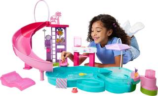 Barbie Dream Pool Playset with 6 Play Areas, Including Slide & Bubbling Hot Tub, Plus 20+…