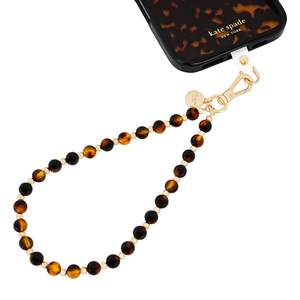 kate spade new york Phone Charm Wrist Strap w/Anchor Card - Tortoise Bead | Stylish…