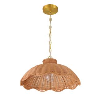 Creative Co-Op 60-Watt Small Scalloped Rattan Pendant Lighting, Natural Natural 11.5"…