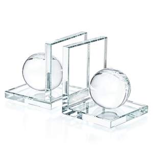 1 Pair Crystal Bookends with Crystal Ball for Heavy Books | Decorative L Shape Non-Skid…