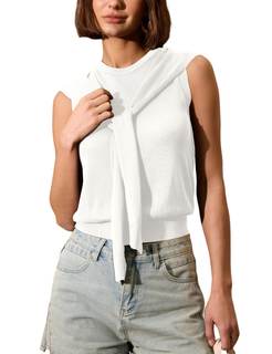 FAIABLE Sleeveless Sweater Tops for Women 2026 Crew Neck Lightweight Tank Tops Summer…