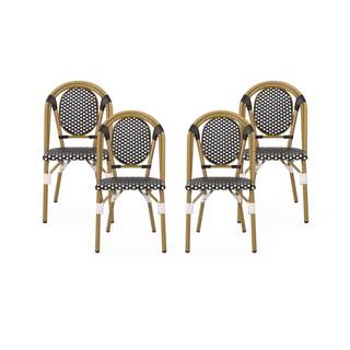 Christopher Knight Home Gwendolyn Outdoor French Bistro Chairs (Set of 4), Black + White…