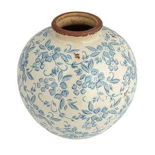 Creative Co-Op DF2720 8" H Terracotta Floral Transferware Pattern & Crackle Finish Vase…