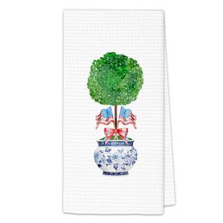 4th of July Chinoiserie Kitchen Towels, Blue Grandmillennial Decor Hand Towels, Patriotic…