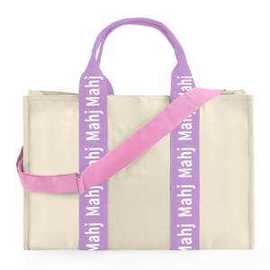 Empty Mahjong Bag for Tiles 22x15x6 Inches Thickened Canvas Mahjong Carrying Tote Bag…