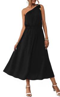 ECOWISH Womens Summer One Shoulder Maxi Dress Casual Polka Dot Midi Dresses Sleeveless…