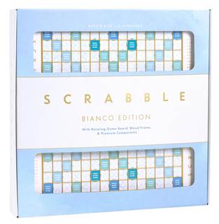 WS Game Company Scrabble Bianco Edition with Rotating Wooden Game Board | Coastal…