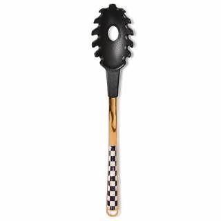 MACKENZIE-CHILDS Silicone Pasta Spoon, Black-and-White Courtly Check | Decorative…