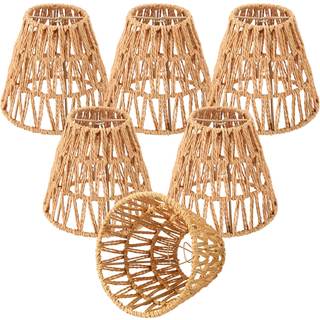 6 Pcs Rattan Lamp Shade Small Bell Lampshade 5.5x5.9x2.8",Boho,Clip on | Handwoven Barrel…