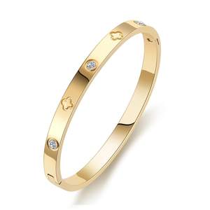 PDWZNBA 18K Gold-Plated Love Friendship Bracelets Trendy Stainless Steel Bangle Jewelry…