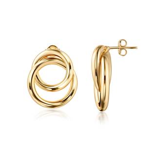 Barzel 18K Gold Plated Double Loop Dangling Earrings, High Polish Finish, Intertwined…