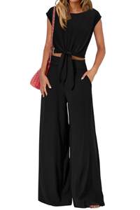PRETTYGARDEN Women 2 Piece Lounge Sets 2026 Casual Pant Set | Summer Cap Sleeve Crewneck…