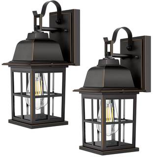 2-Pack Outdoor Wall Sconces, 100% Aluminium Oil-Rubbed Bronze Exterior Light Fixtures…