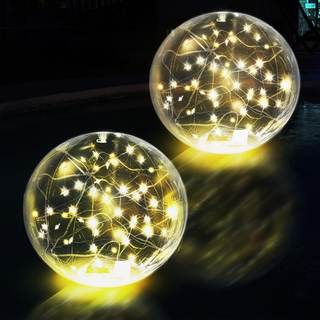 Solar Floating Pool Lights Auto-On At Night - 14" Inflatable Waterproof Glow Pool Balls…