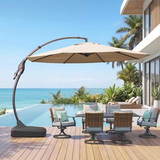 Grand patio 11FT Cantilever Umbrella with Base Outdoor Large Round Aluminum Offset…
