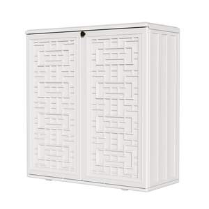 HOMSPARK Indoor/Outdoor Storage Cabinet with Doors and Shelf, 34”x15”x36” HDPE Plastic…