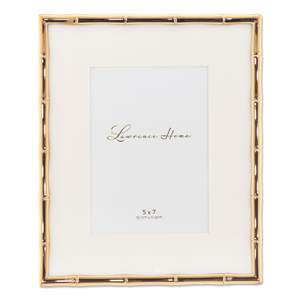 Lawrence Frames Bamboo Design Metal Frame, 8x10, Matted 5x7, Gold Gold 8x10 Single (5x7…