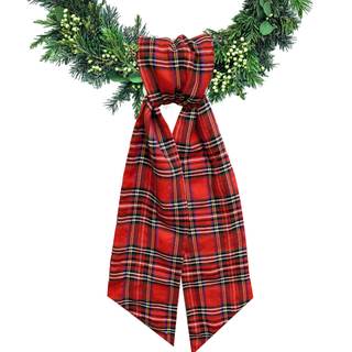 Christmas Wreath Sash for Front Door Red Buffalo Plaid Wreaths Satin Sash Burlap Garland…